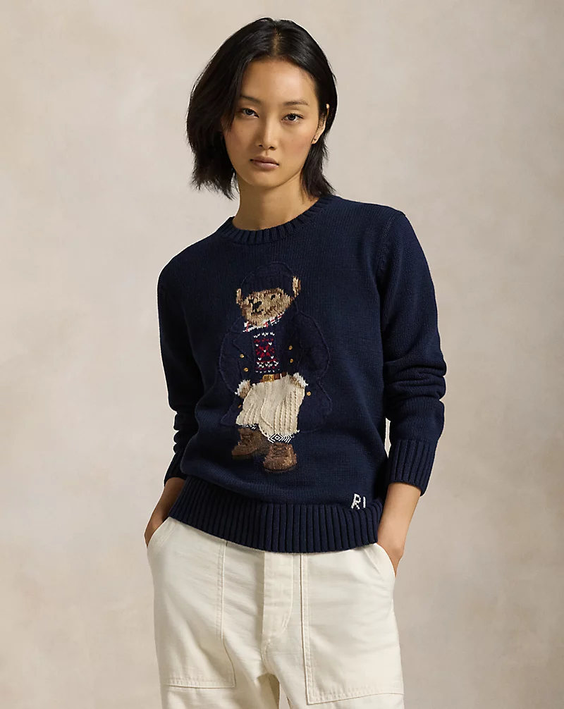 Polo Bear Cotton Crewneck Sweater