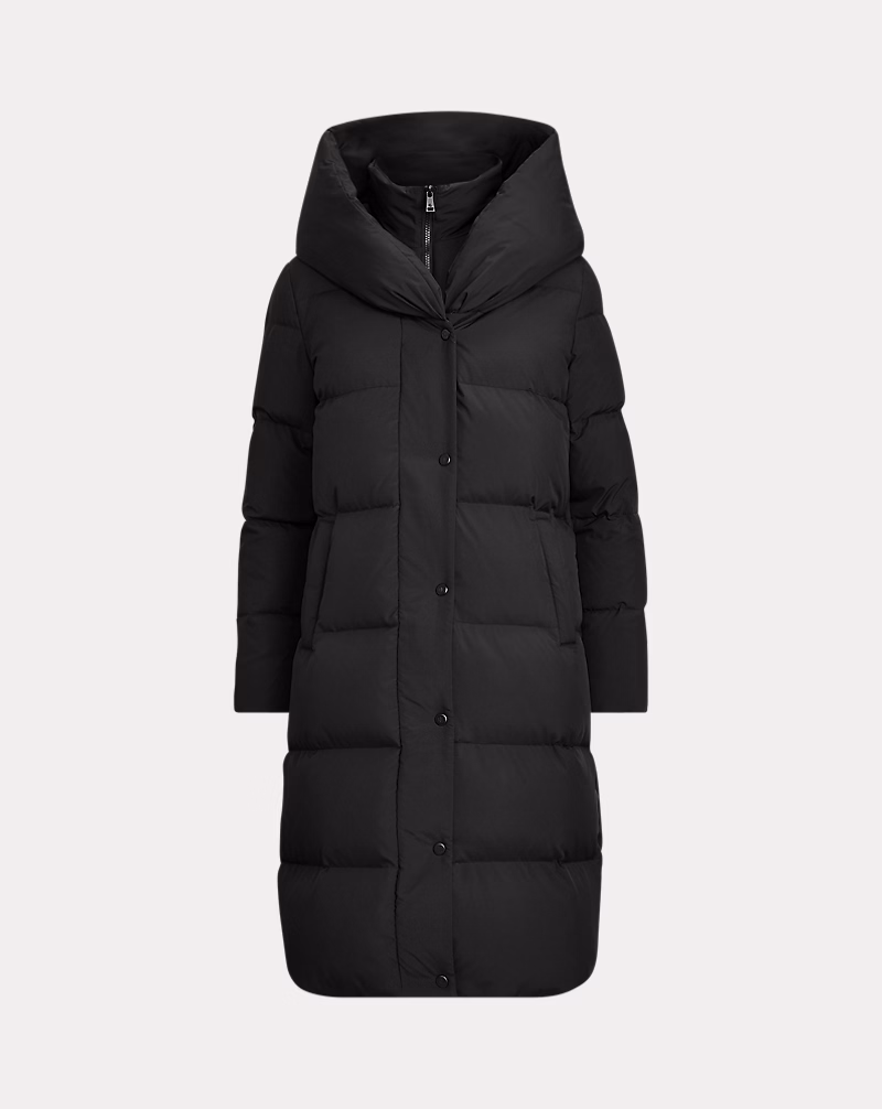 Oversize-Collar Quilted Down Coat