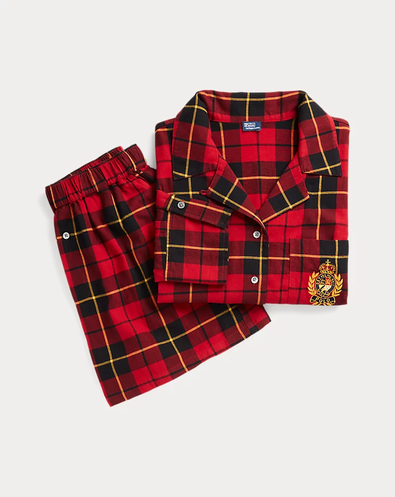Crop Top & Boxer Plaid Flannel PJ Set