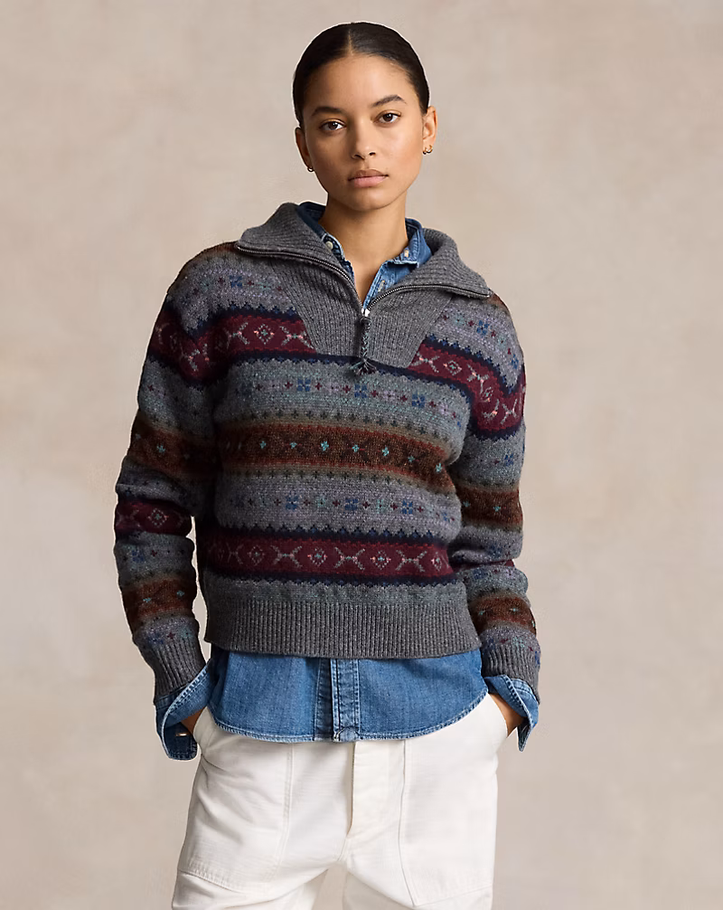 Ralph Lauren Fair Isle Wool Half-Zip Sweater