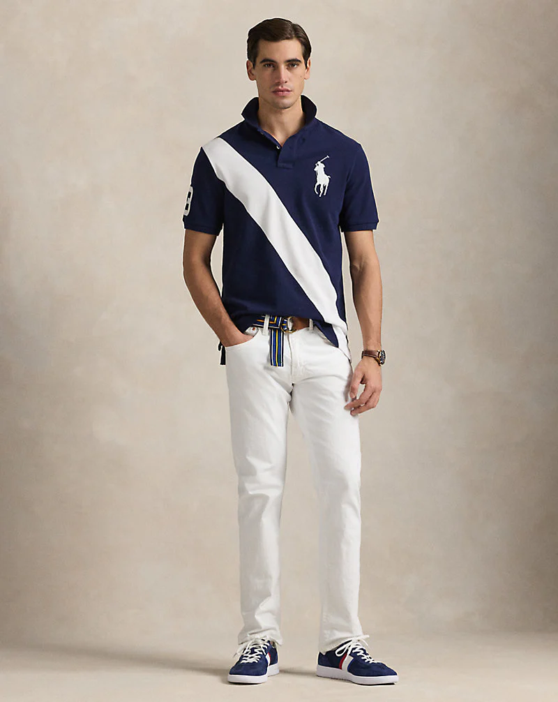 Custom Slim Fit Big Pony Mesh Polo Shirt