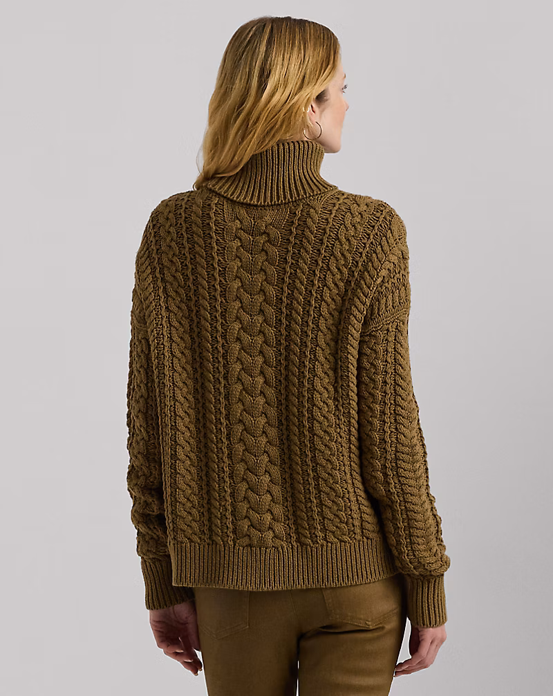 Cable-Knit Cotton-Blend Turtleneck