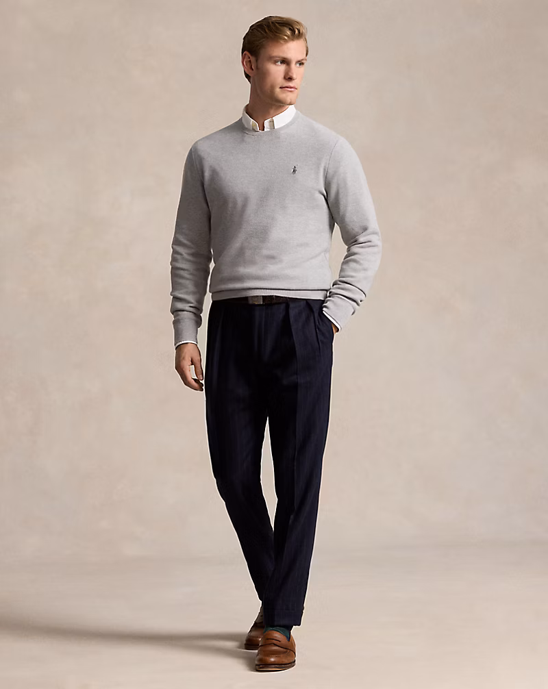 Textured Cotton Crewneck Sweater