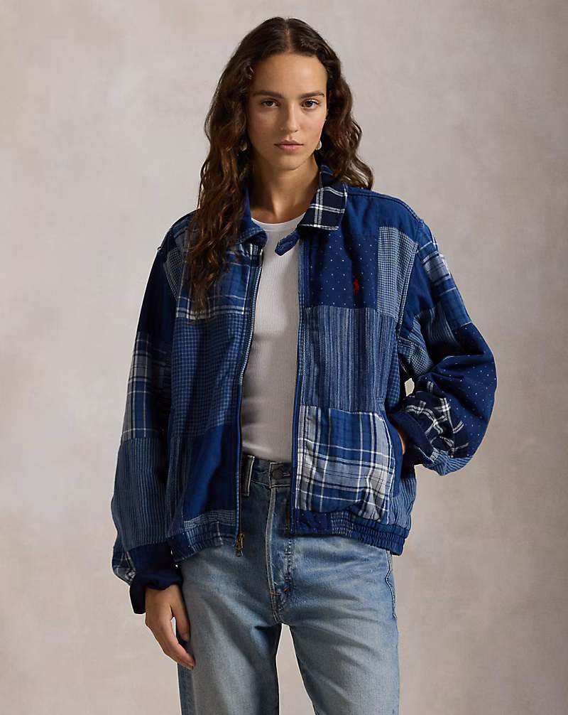 Patchwork Cotton-Linen Windbreaker