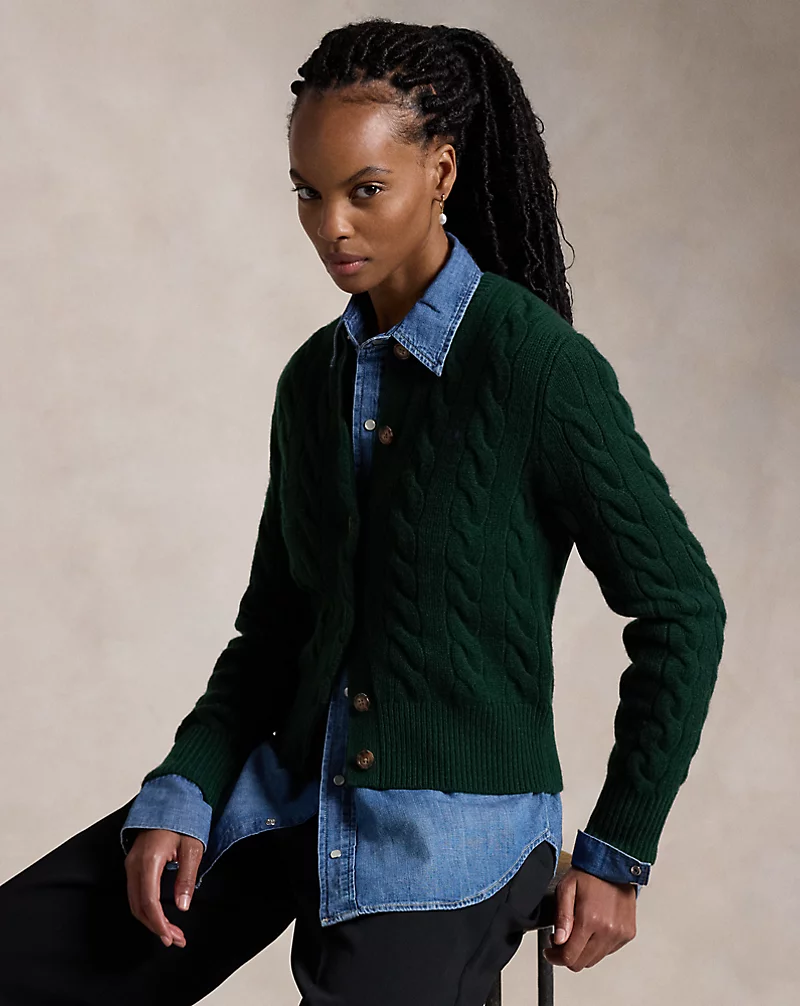 Cable-Knit Wool-Cashmere Cardigan