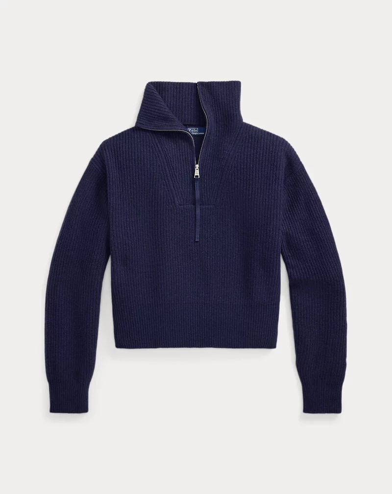 Cashmere-Wool Half-Zip Sweater