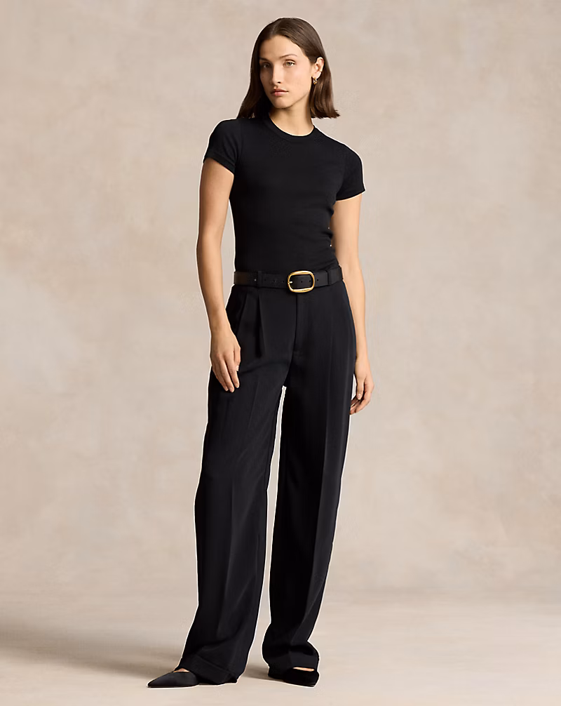 Pleated Straight-Leg Pant
