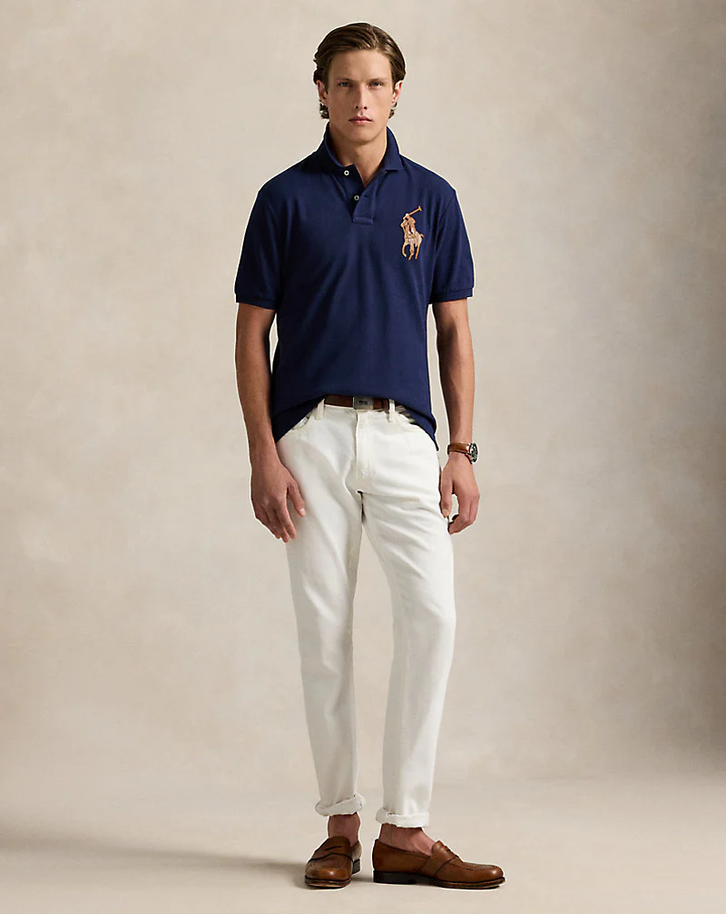 Classic Fit Leather-Pony Mesh Polo Shirt