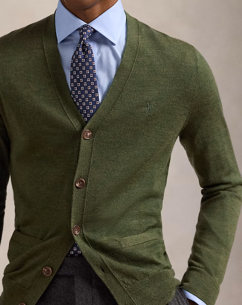 Slim Fit Washable Wool V-Neck Cardigan