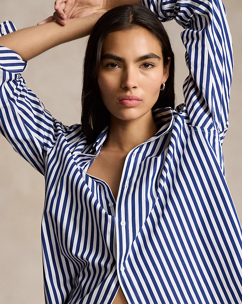 Oversize Fit Striped Cotton Shirt