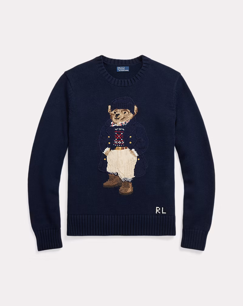 Polo Bear Cotton Crewneck Sweater