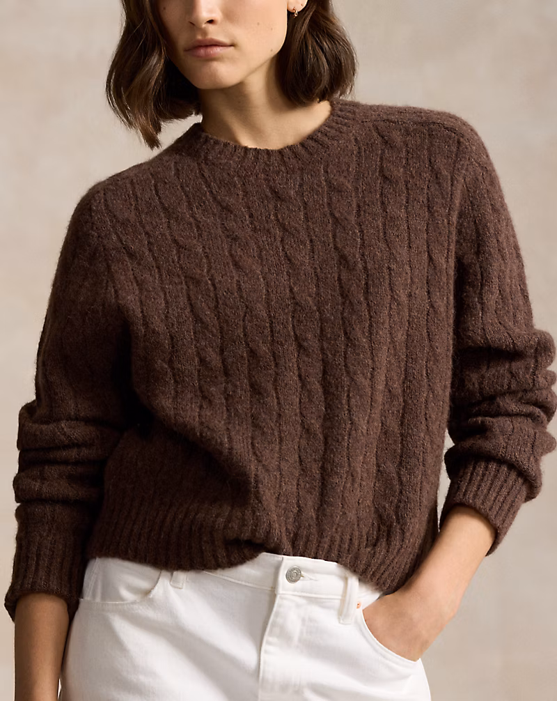 Cable-Knit Wool-Blend Crewneck Sweater
