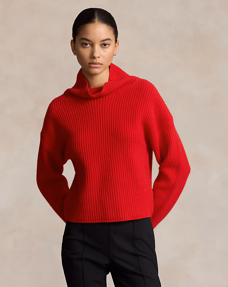 Ralph Lauren Ribbed Wool-Cashmere Mockneck Sweater