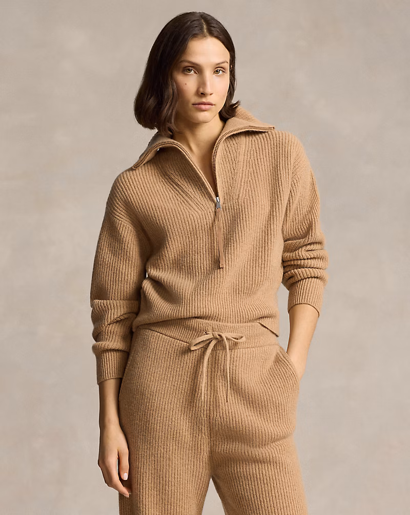 Ralph Lauren Cashmere-Wool Half-Zip Sweater