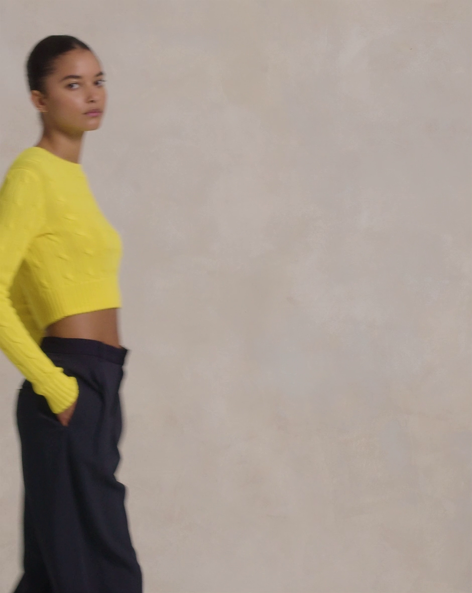 Cable-Knit Cotton Cropped Sweater