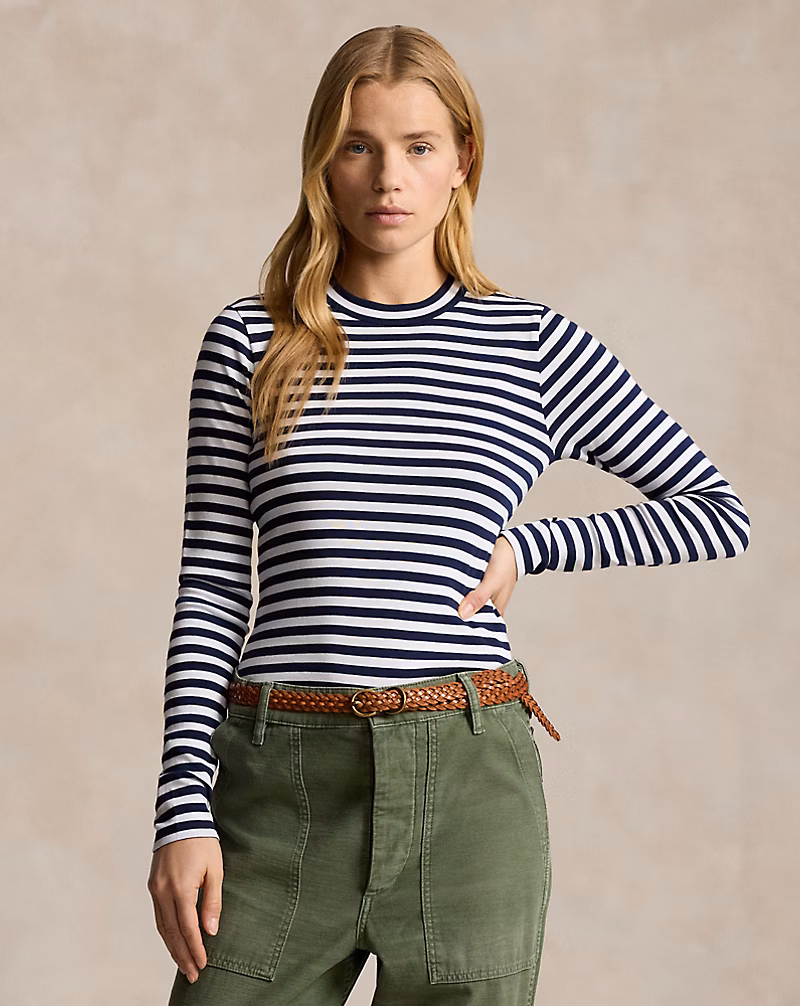 Striped Ribbed Long-Sleeve Tee
