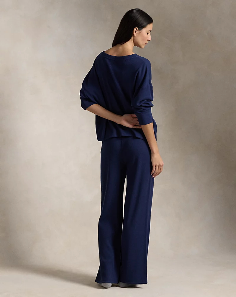 Waffle-Knit Long-Sleeve Pajama Set