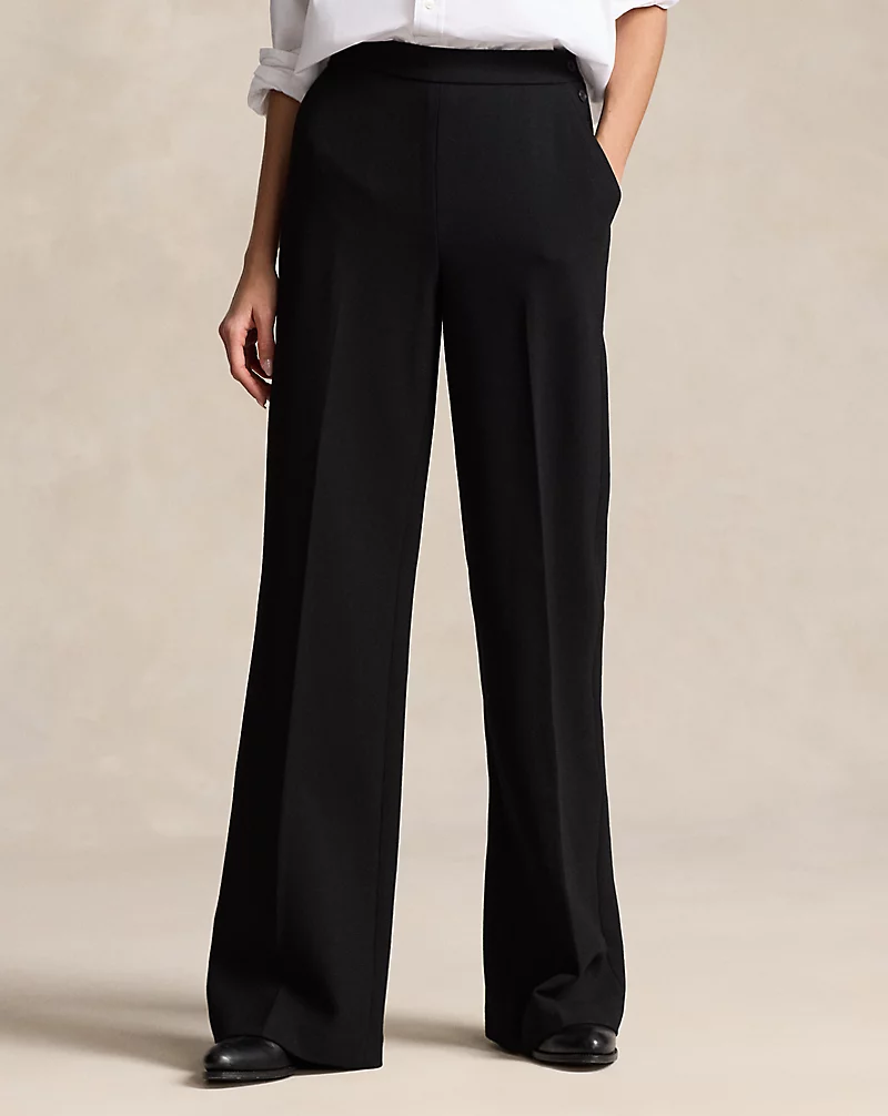 Wool Crepe Wide-Leg Pant