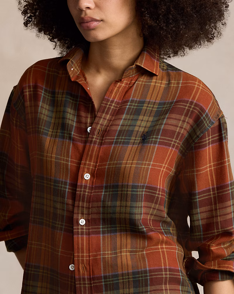 Relaxed Fit Plaid Cotton-Blend Shirt