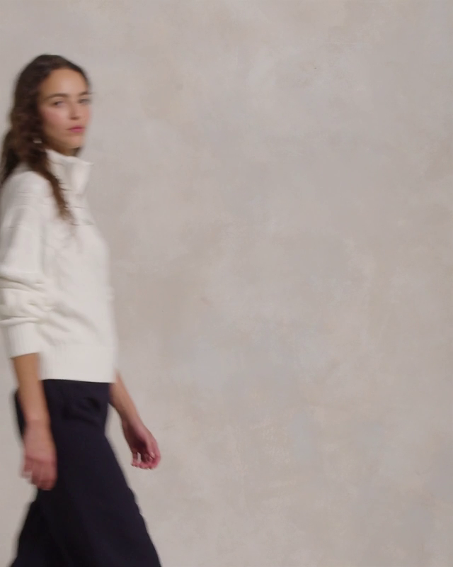 Cable-Knit Cotton Quarter-Zip Sweater