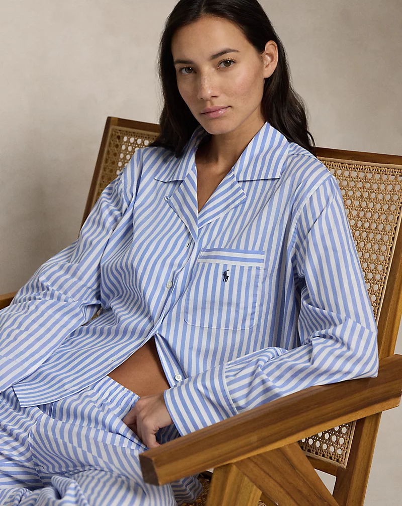Long-Sleeve Poplin Pajama Set
