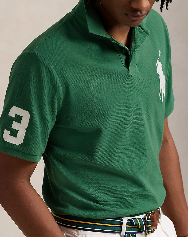 Custom Slim Fit Big Pony Mesh Polo Shirt