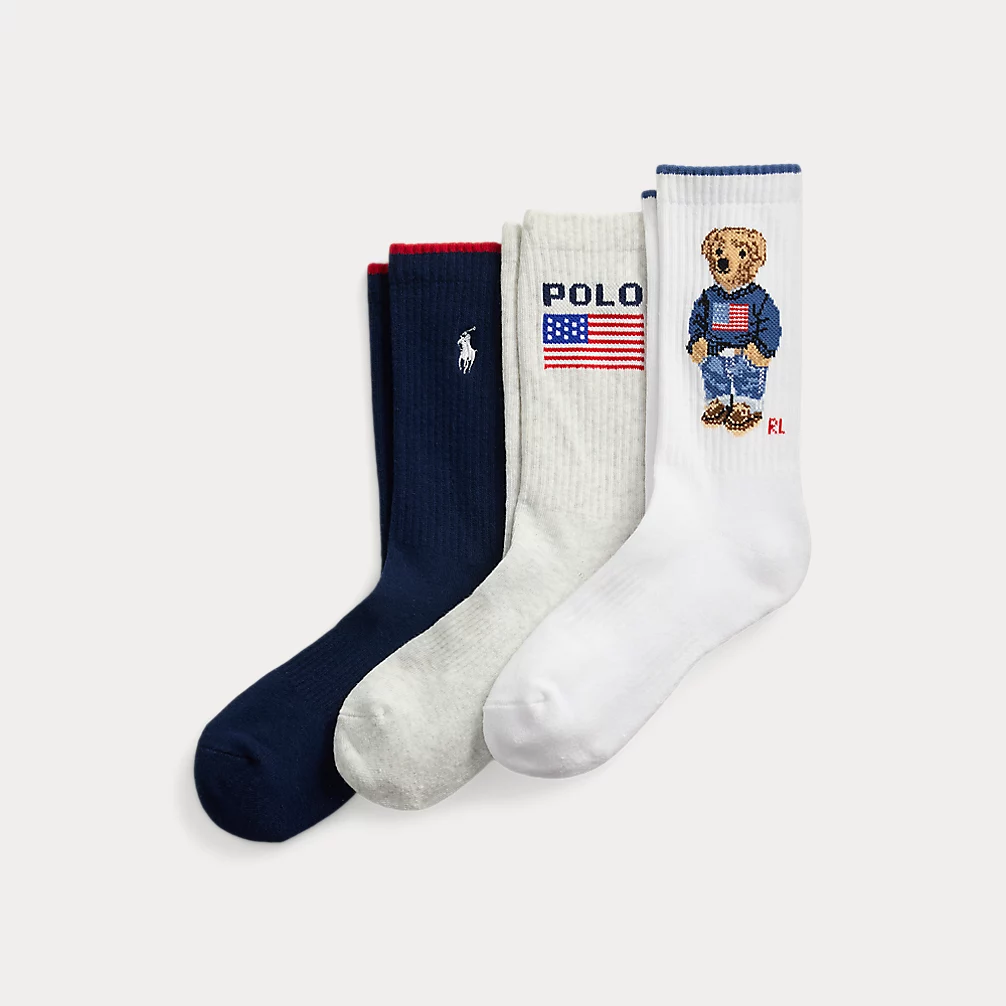 Polo Bear Logo Crew Sock 3-Pack