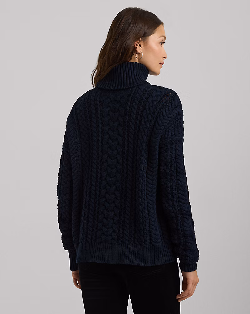 Cable-Knit Cotton-Blend Turtleneck