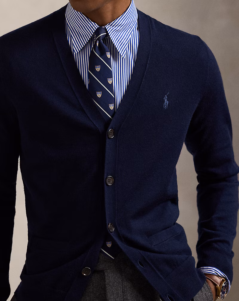 Slim Fit Washable Wool V-Neck Cardigan