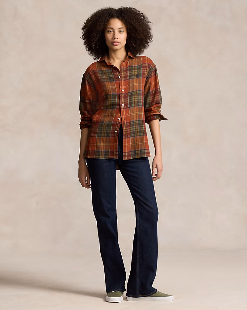 Relaxed Fit Plaid Cotton-Blend Shirt
