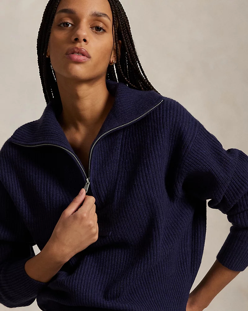 Cashmere-Wool Half-Zip Sweater