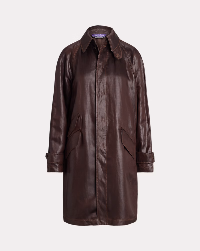 Crawford Lacquered Linen Balmacaan Coat