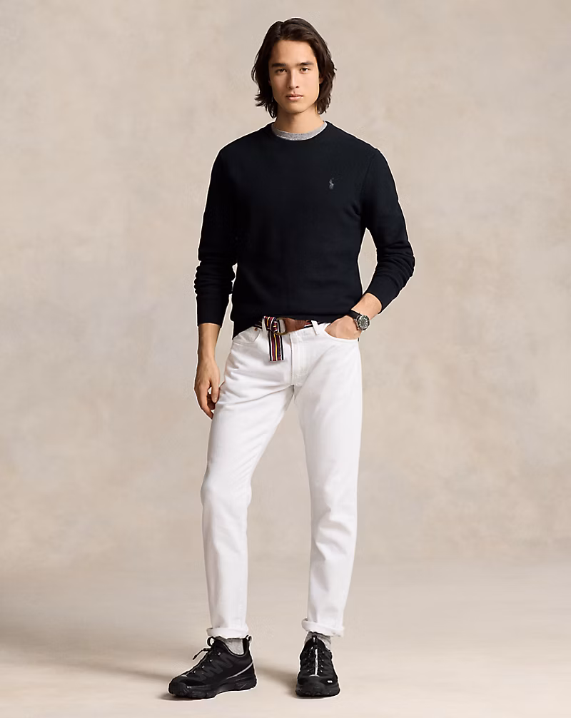 Textured Cotton Crewneck Sweater