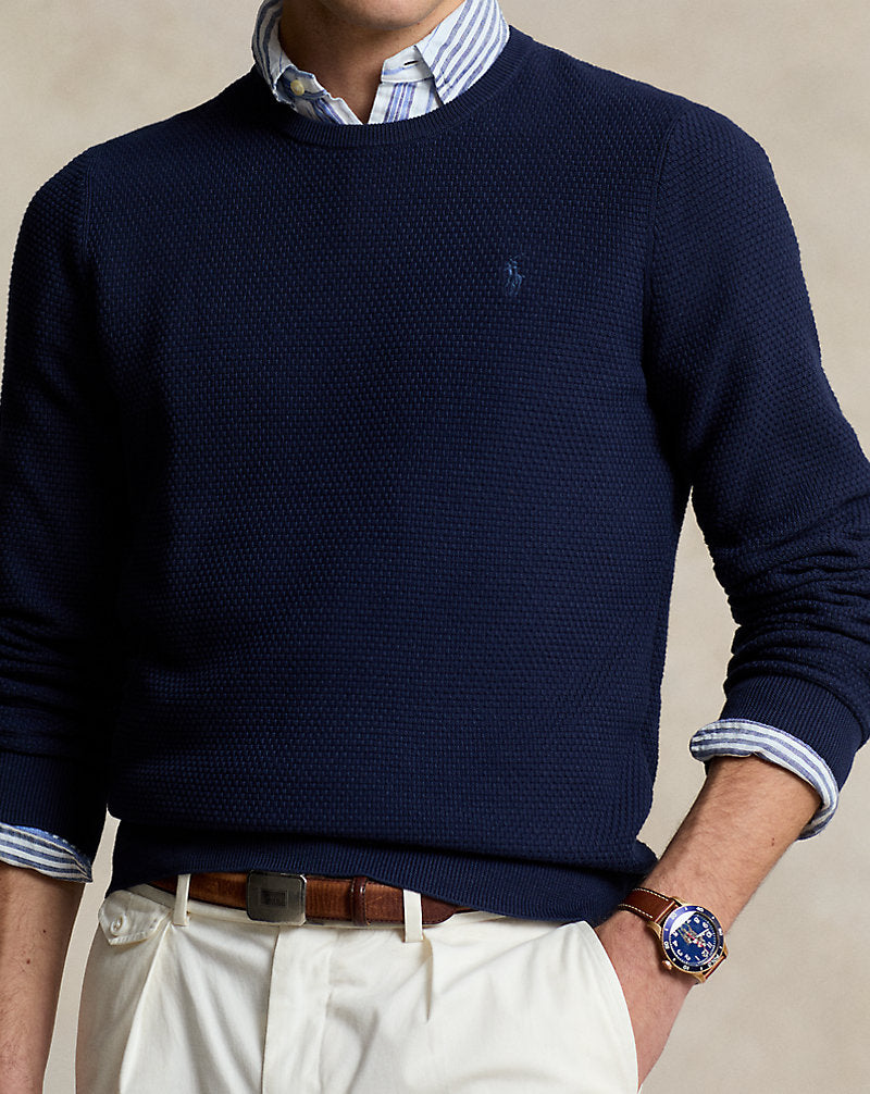 Textured Cotton Crewneck Jumper