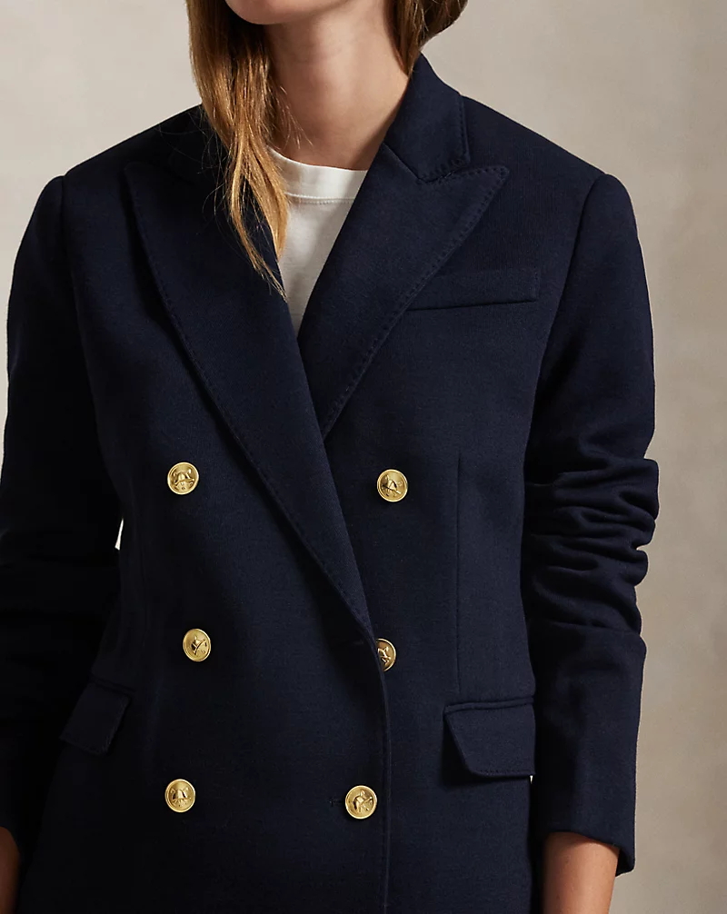 Double-Breasted Knit Blazer