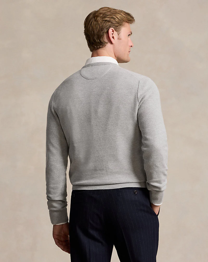 Mesh-Knit Cotton Crewneck Jumper