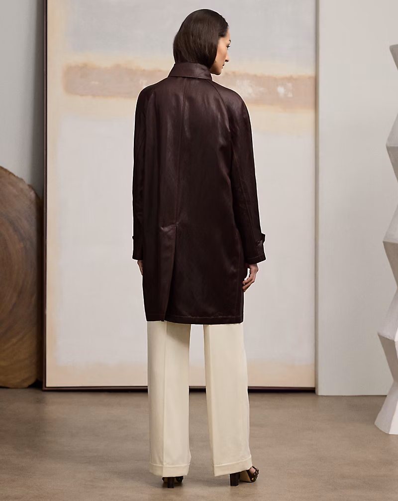 Crawford Lacquered Linen Balmacaan Coat
