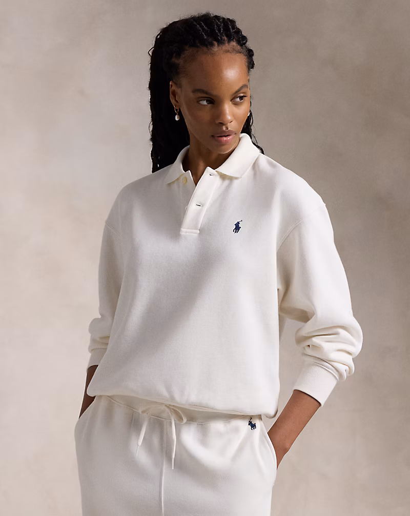 Polo-Collar Fleece Pullover