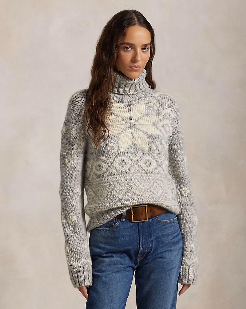 Ralph Lauren Snowflake-Motif Wool Turtleneck