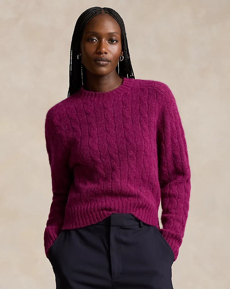 Cable-Knit Wool-Blend Crewneck Sweater