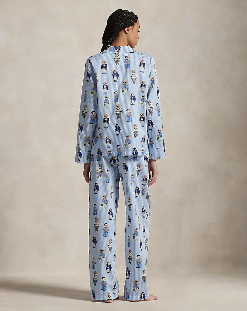 Polo Bear Cotton Long-Sleeve Pajama Set