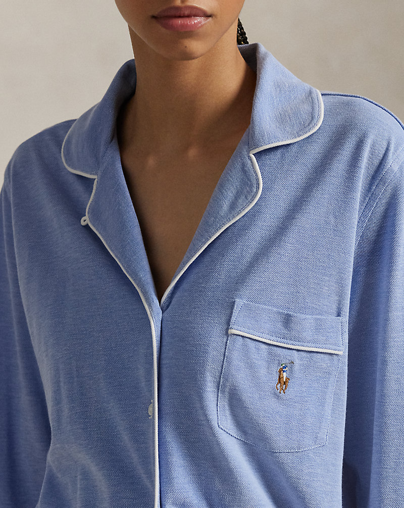 Knit Long-Sleeve Shirt & Pant Pajama Set