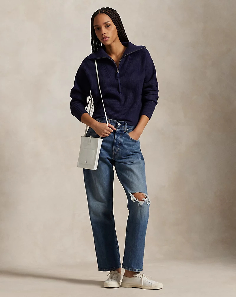 Cashmere-Wool Half-Zip Sweater