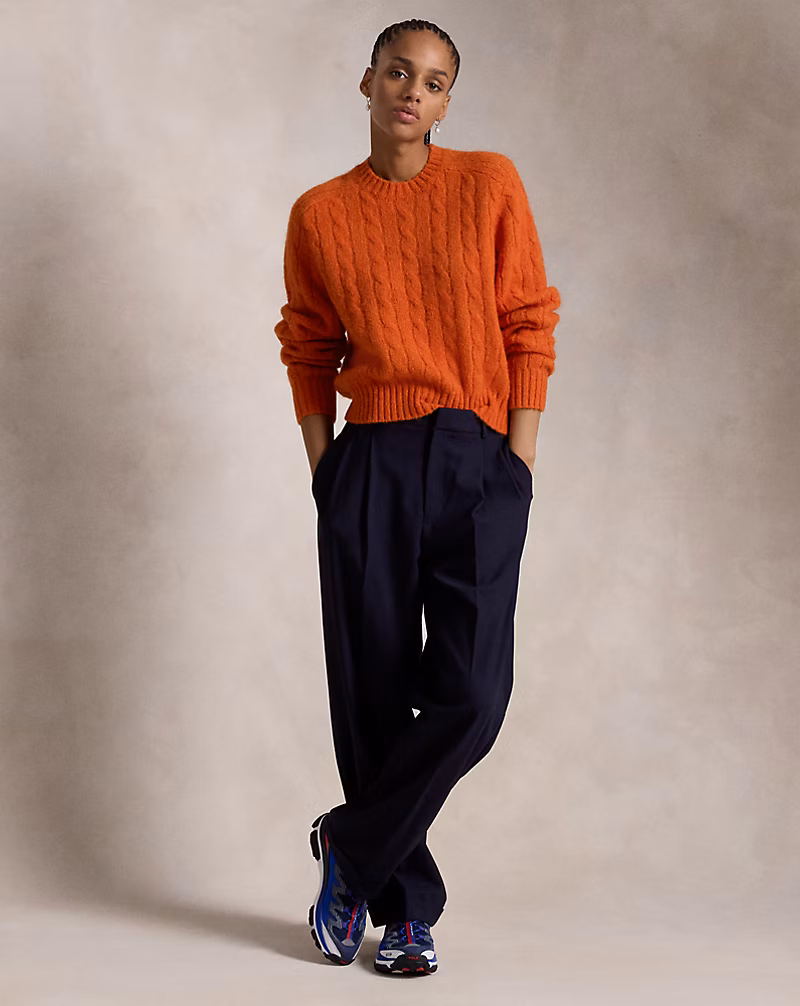 Ralph Lauren Cable-Knit Wool-Blend Crewneck Sweater