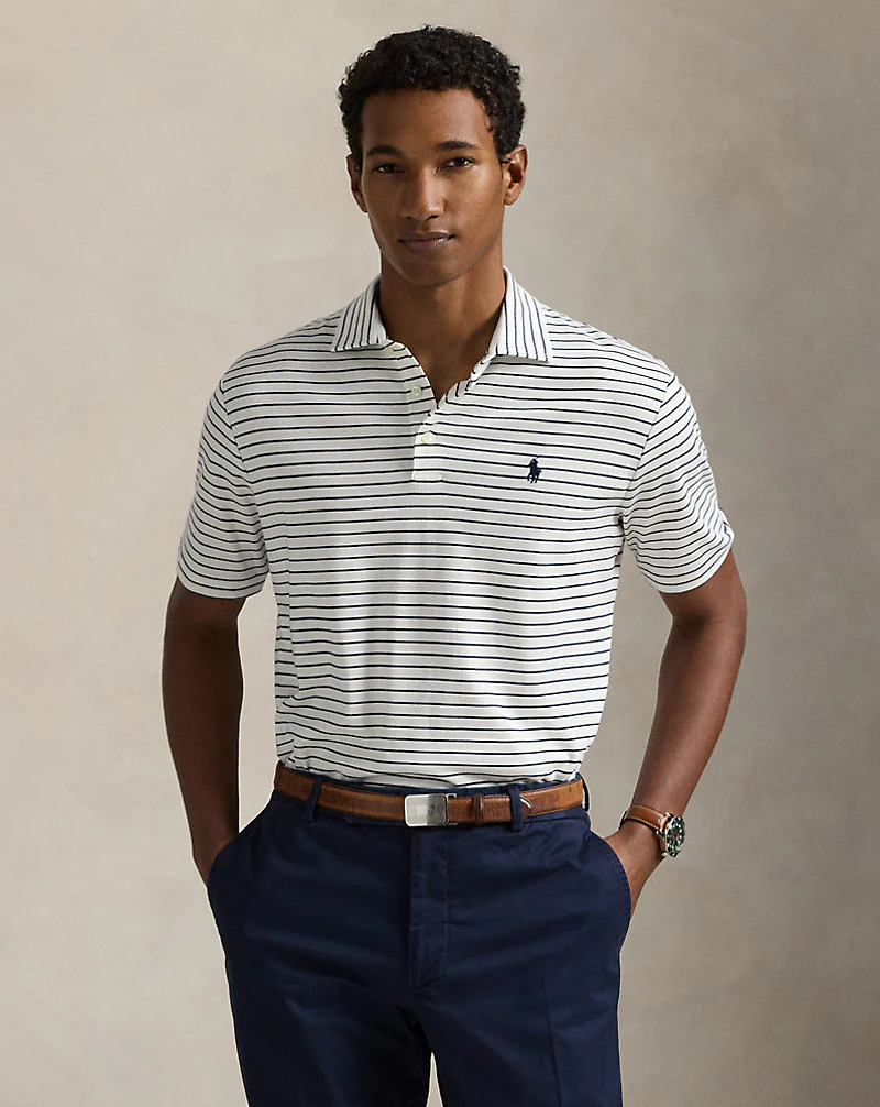Custom Slim Fit Striped Soft Cotton Polo