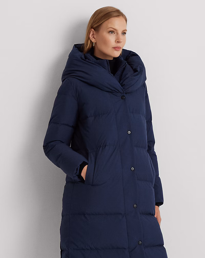 Oversize-Collar Quilted Down Coat