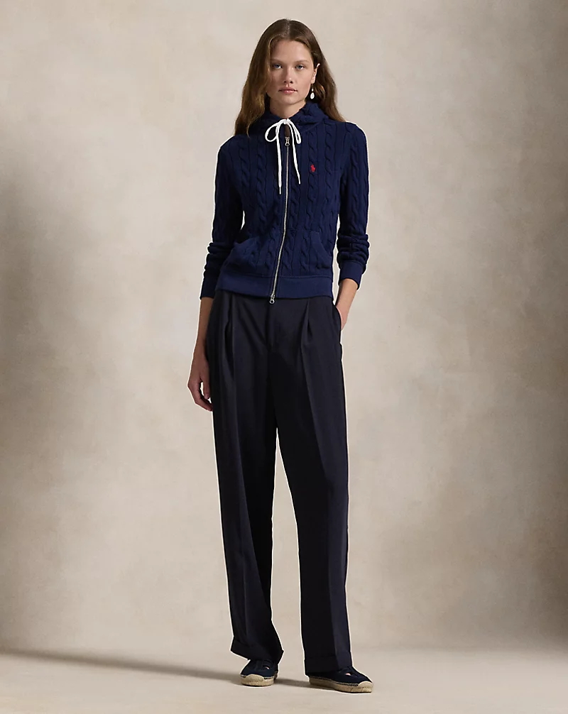 Cable-Knit Cotton Full-Zip Hoodie