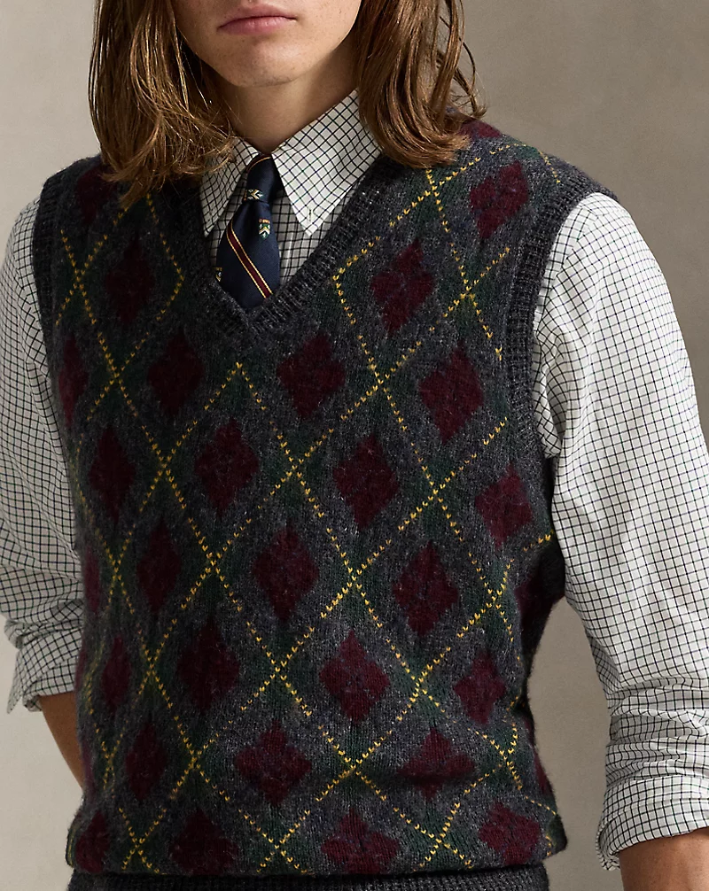 Argyle Wool-Cashmere Sweater Vest