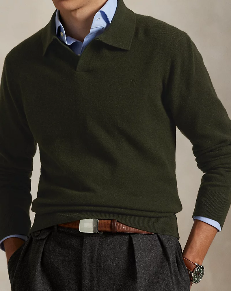 Wool Johnny-Collar Sweater