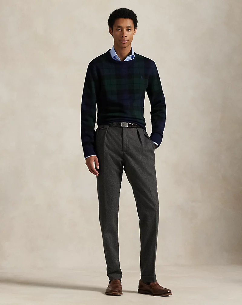 Plaid Washable Wool Sweater